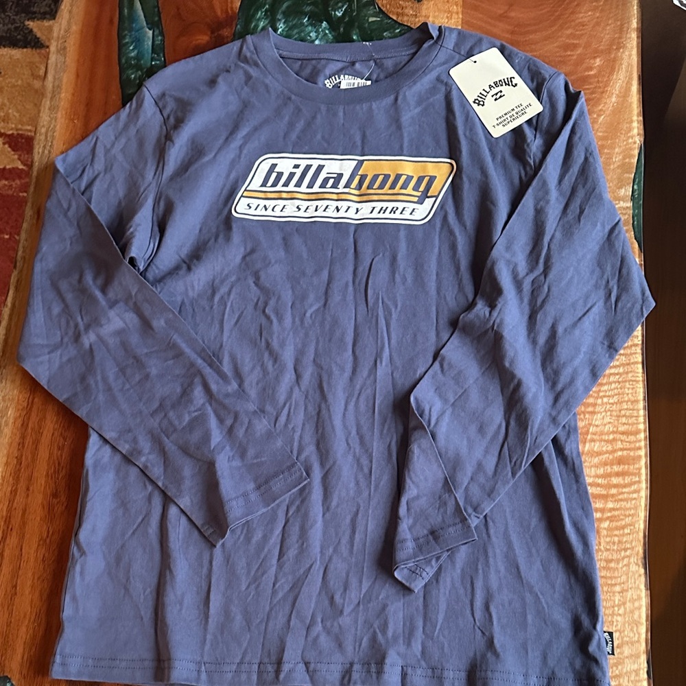 Billabong Blue and Yellow Long Sleeve Tee